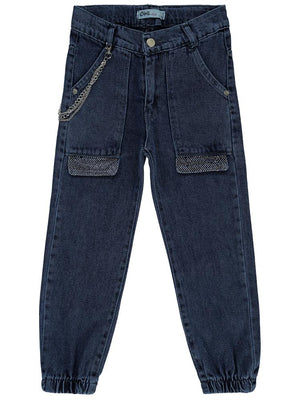 Civil Girls Torba Cepli Kapaklı 10-13 Yaş Pantolon - Mavi