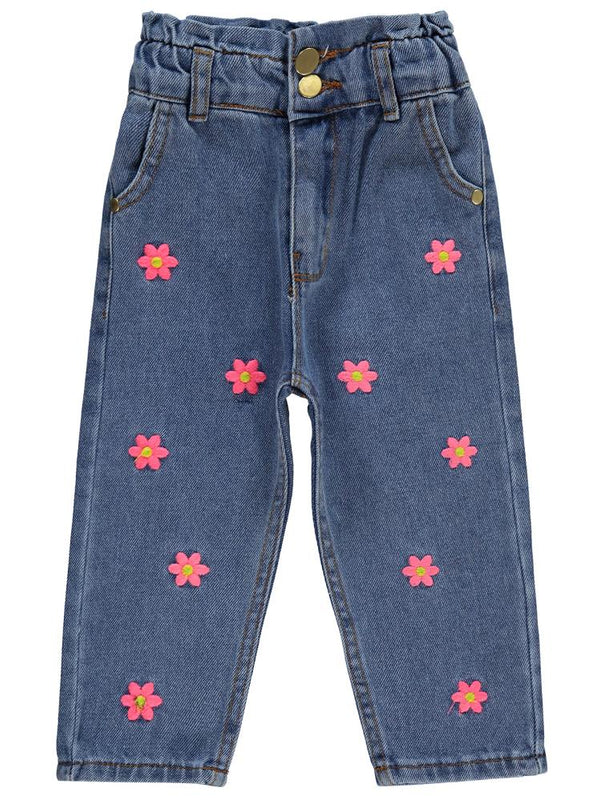Civil Girls Papatya Nakışlı 2-5 Yaş Pantolon - Mavi