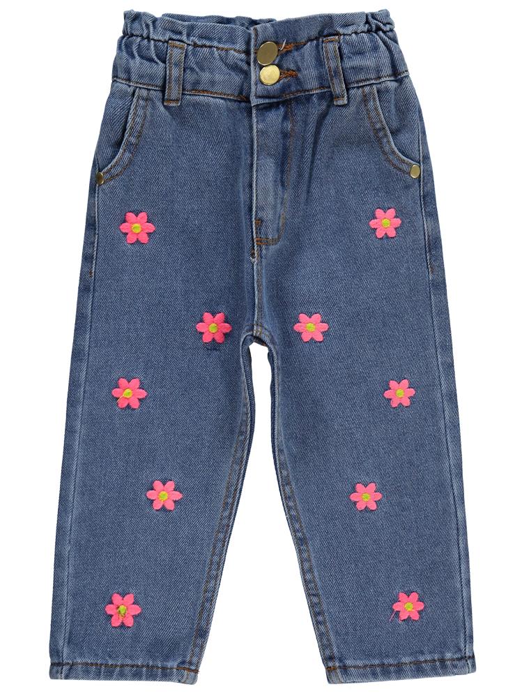 Civil Girls Papatya Nakışlı 2-5 Yaş Pantolon - Mavi