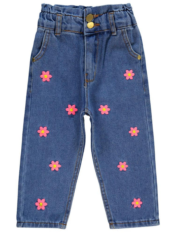 Civil Girls Papatya Nakışlı 2-5 Yaş Pantolon - Mavi