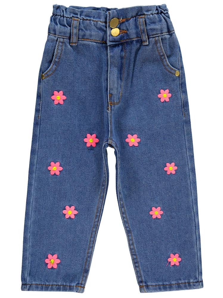 Civil Girls Papatya Nakışlı 2-5 Yaş Pantolon - Mavi