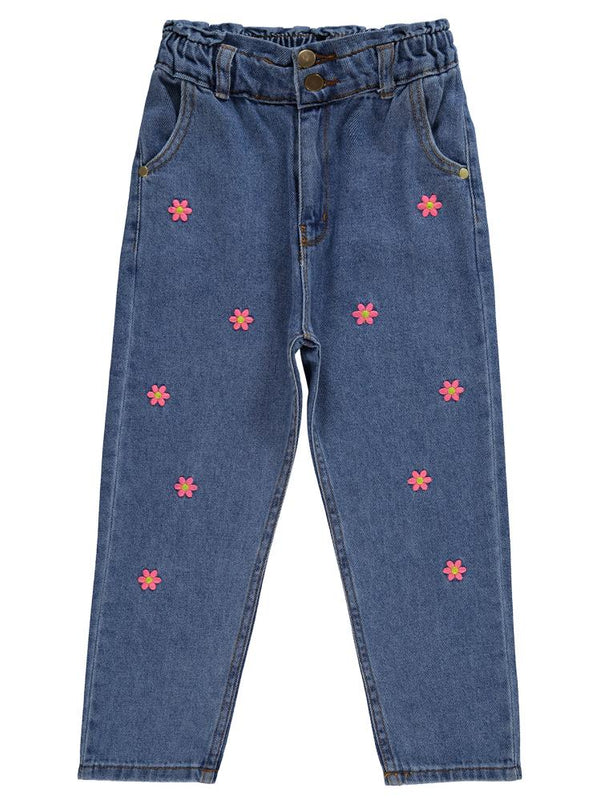 Civil Girls Papatya Nakışlı 10-13 Yaş Pantolon - Mavi