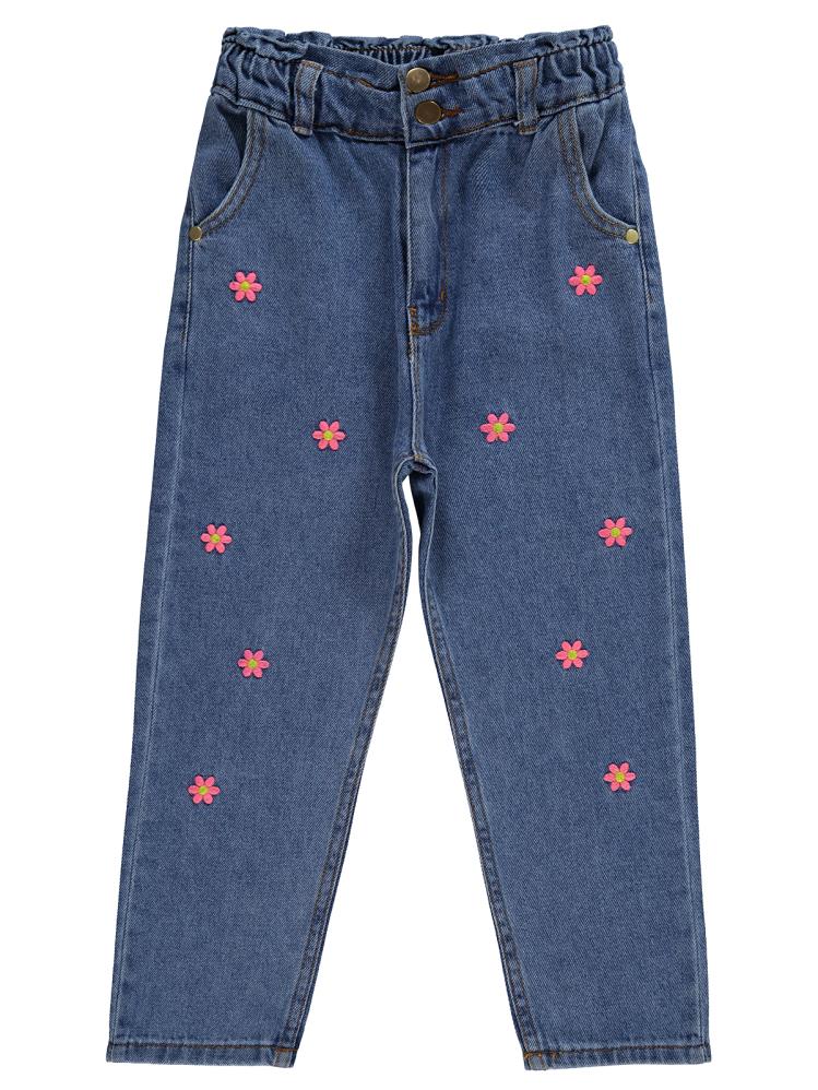 Civil Girls Papatya Nakışlı 10-13 Yaş Pantolon - Mavi