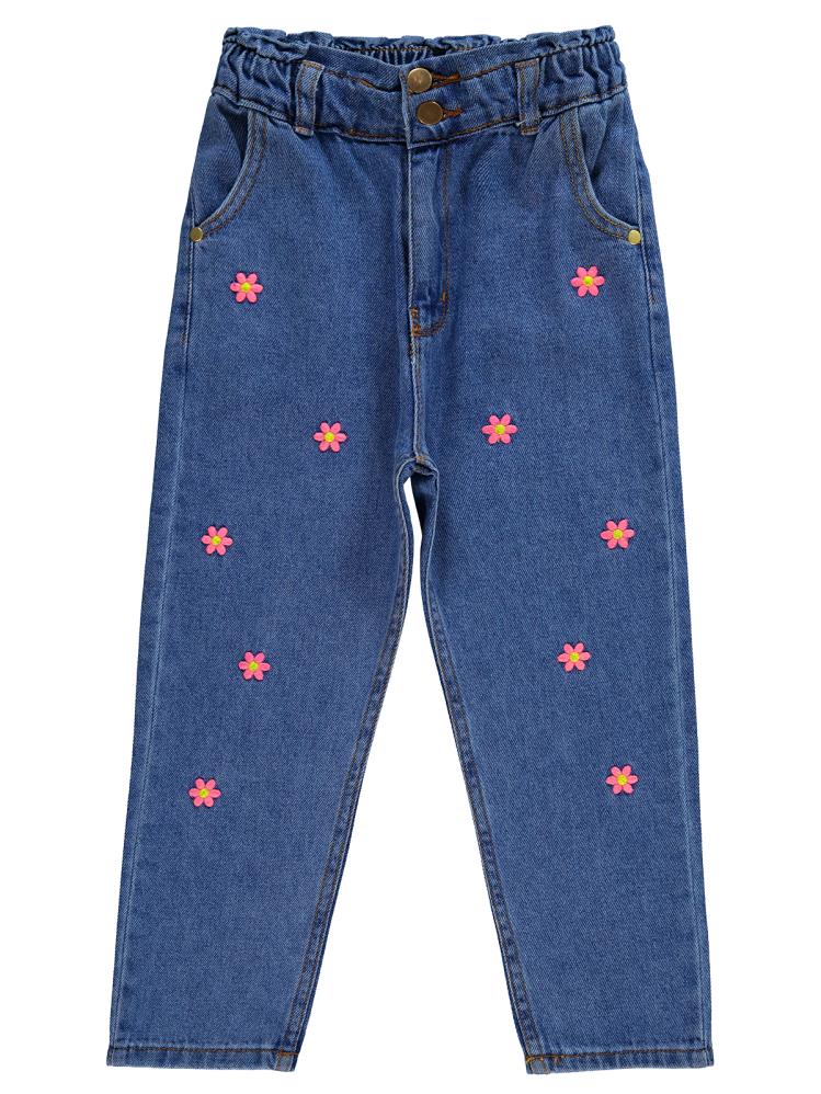 Civil Girls Papatya Nakışlı 10-13 Yaş Pantolon - Mavi