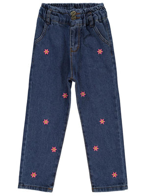 Civil Girls Papatya Nakışlı 10-13 Yaş Pantolon - Mavi