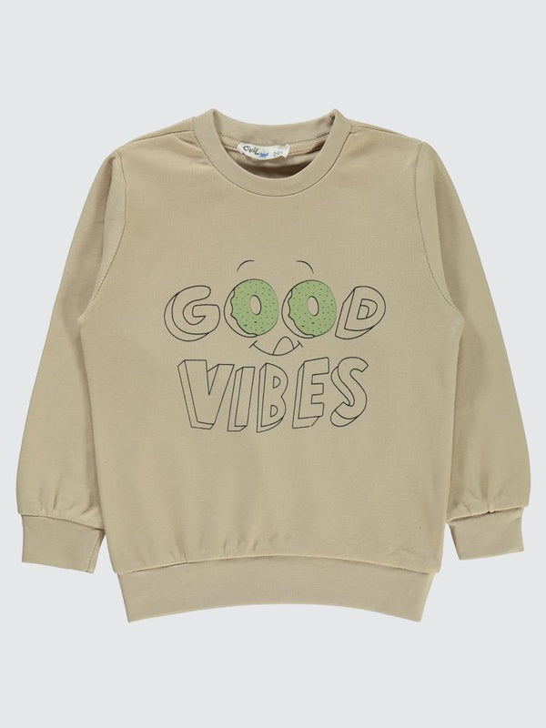 Civil Boys Good Vıbes Baskılı 2-5 Yaş Sweatshirt - Bej
