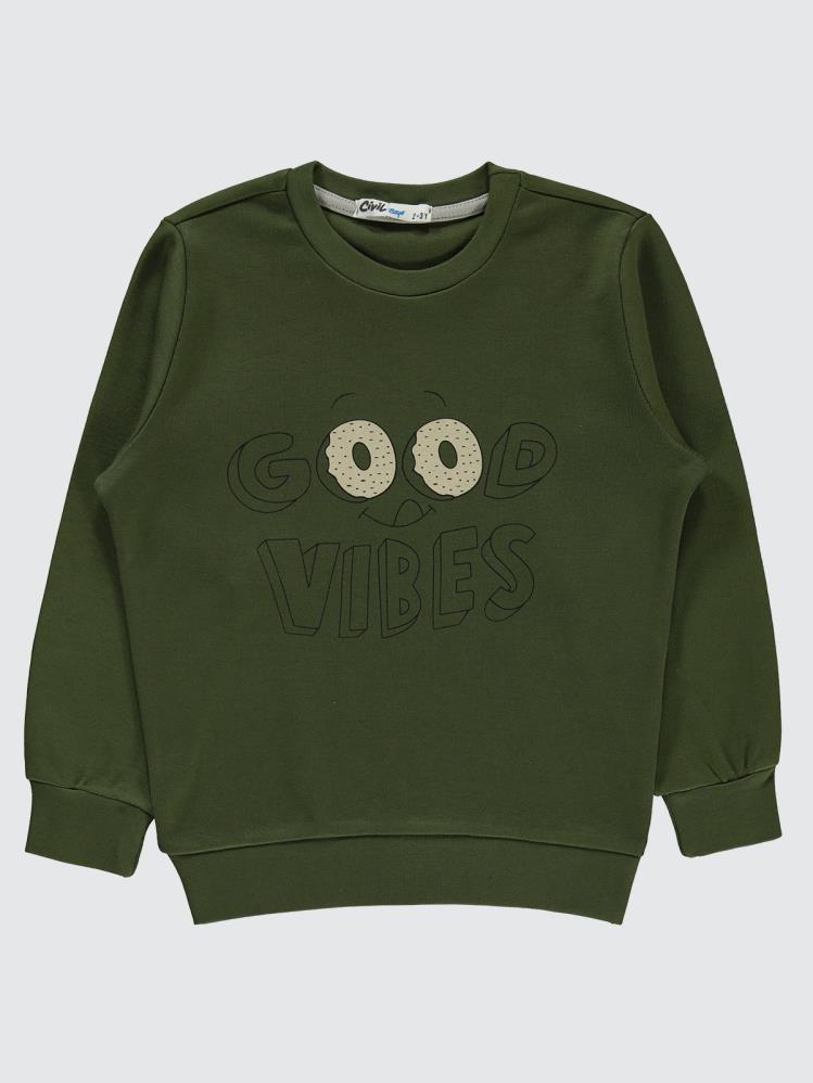 Civil Boys Good Vıbes Baskılı 2-5 Yaş Sweatshirt - Haki