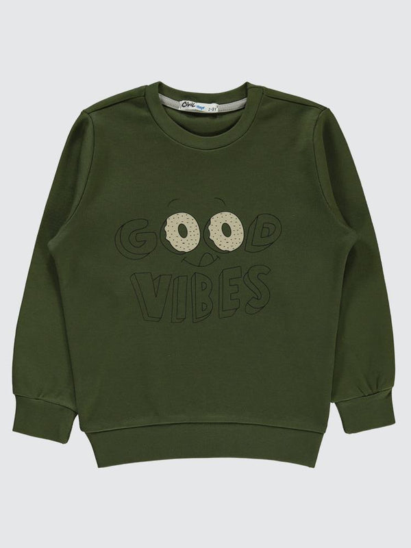 Civil Boys Good Vıbes Baskılı 2-5 Yaş Sweatshirt - Haki