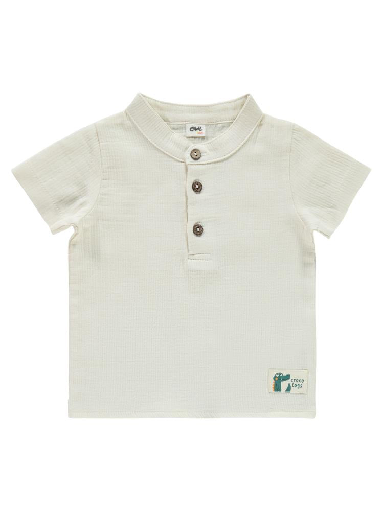 Civil Baby Kıvırcık Yaka Düğmeli Timsah Armalı 6-18 Ay Takım - Bej