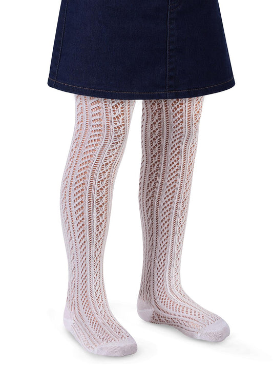Civil Kız Çocuk Fileli Külotlu Çorap | İnterlok | Okul Kreş ve Günlük Kullanım - Beyaz