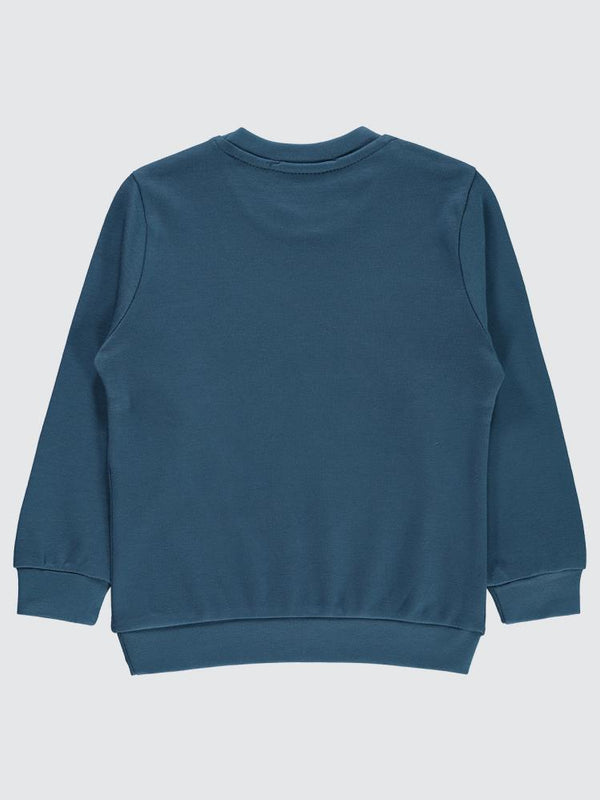 Civil Boys Happy Gülen Yüz Baskılı 2-5 Yaş Sweatshirt - Mavi