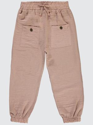 Civil Girls Çiftcep Düğmeli 6-9 Yaş Pantolon - Pudra