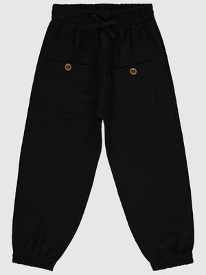 Civil Girls Çiftcep Düğmeli 10-13 Yaş Pantolon - Siyah