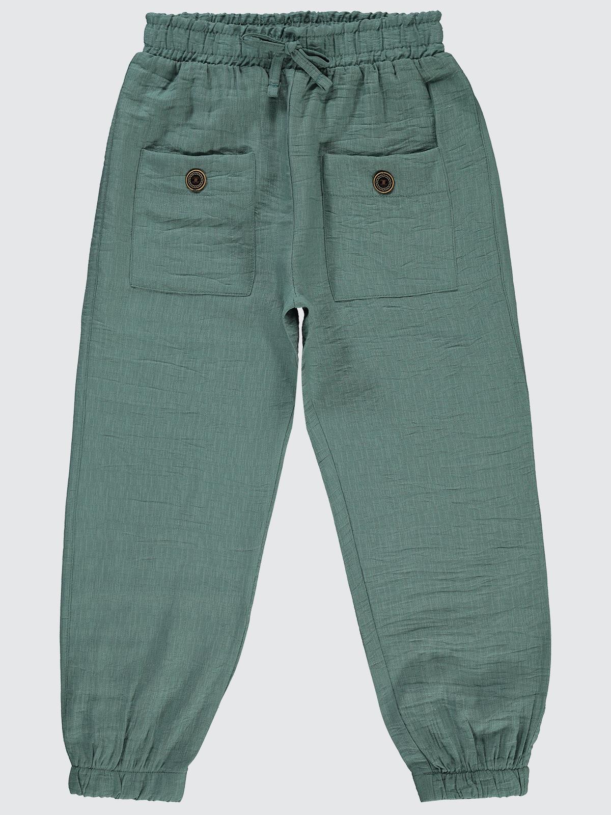 Civil Girls Çiftcep Düğmeli 6-9 Yaş Pantolon - Yeşil