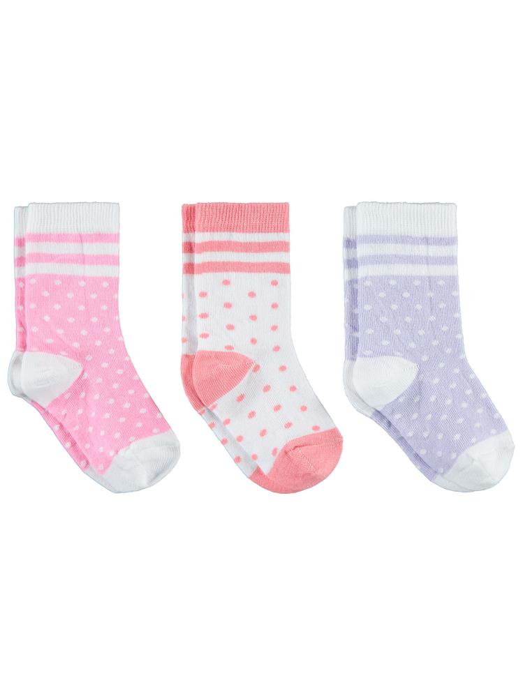 Civil Girls Basic Puanlı 3 Lü Set 2-9 Yaş Soket Çorap