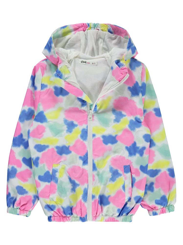 Civil Girls Batik Desen 10-13 Yaş Yağmurluk - Pembe