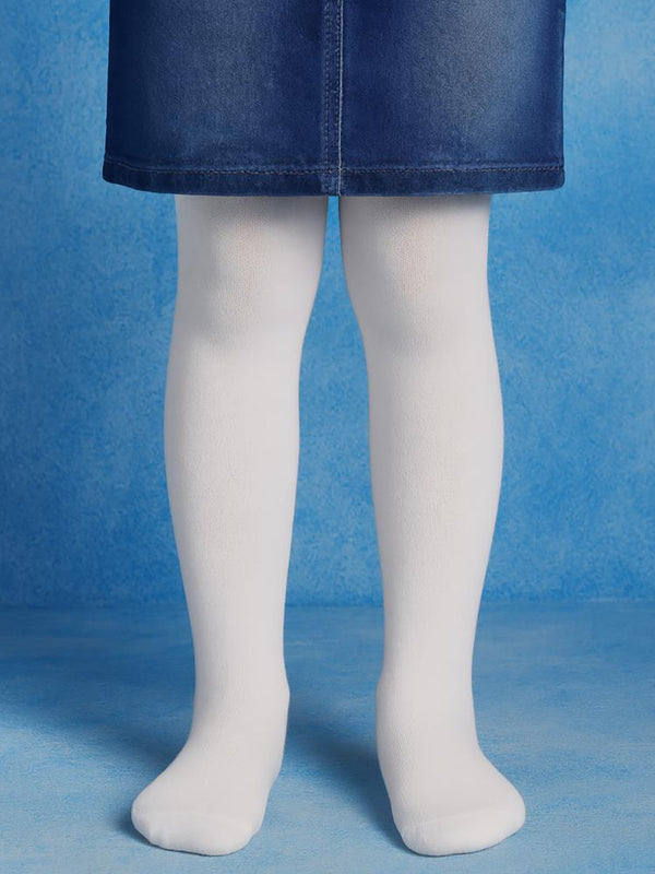 Civil Girls Düz Desenli 3-11 Yaş Çocuk Kız Külotlu Çorap - Beyaz