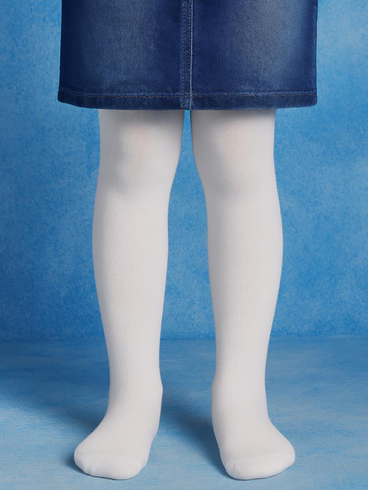 Civil Girls Düz Desenli 3-11 Yaş Çocuk Kız Külotlu Çorap - Beyaz