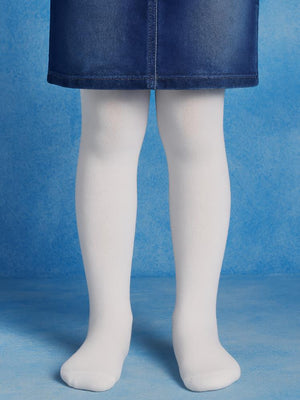 Civil Girls Düz Desenli 3-11 Yaş Çocuk Kız Külotlu Çorap - Beyaz