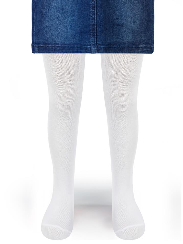 Civil Girls Düz Desenli 3-11 Yaş Çocuk Kız Külotlu Çorap - Beyaz