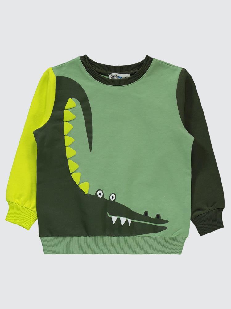 Civil Boys Timsah Baskılı 2-5 Yaş Eşofman Takımı - Haki