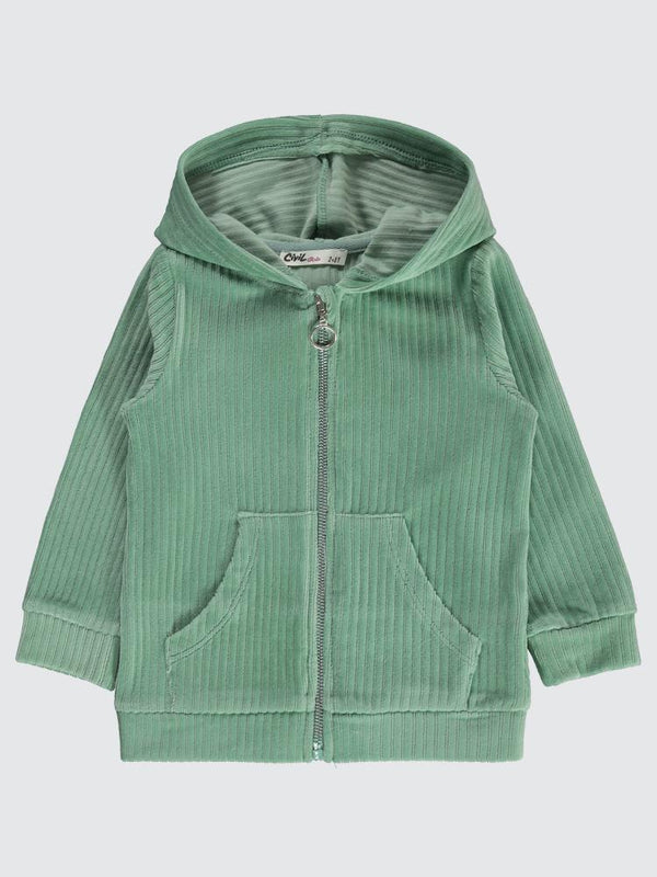 Civil Girls Gipeli Fitilli Kadife 2-5 Yaş Hırka - Yeşil