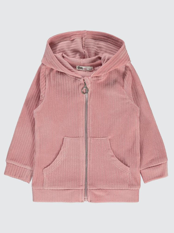 Civil Girls Gipeli Fitilli Kadife 2-5 Yaş Hırka - Pudra