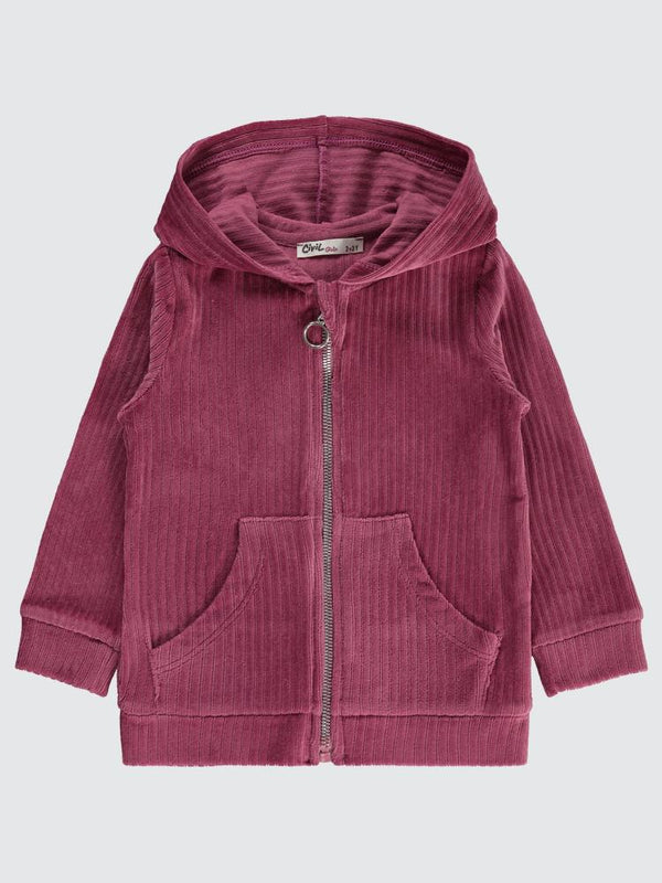 Civil Girls Gipeli Fitilli Kadife 2-5 Yaş Hırka - Lila