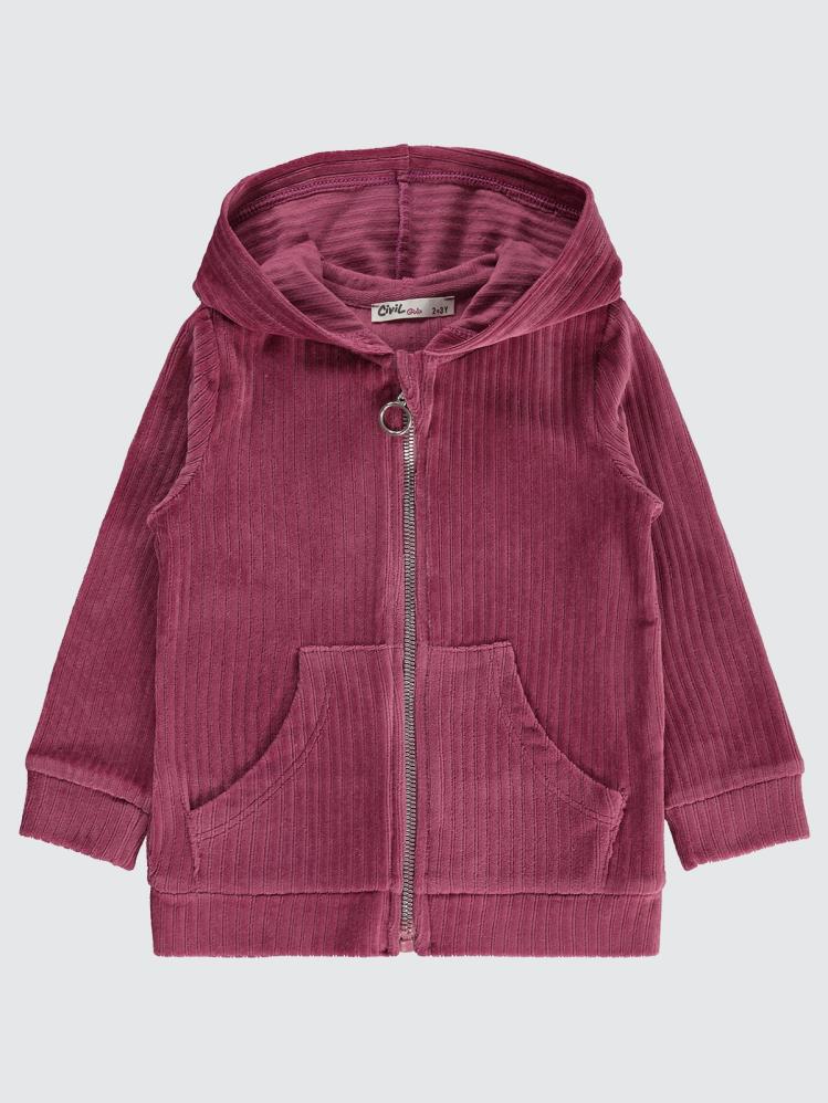 Civil Girls Gipeli Fitilli Kadife 2-5 Yaş Hırka - Lila