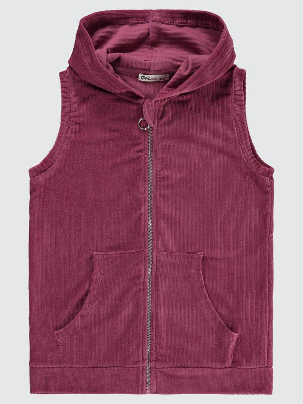 Civil Girls Gipeli Fitilli Kadife 10-13 Yaş Yelek - Lila