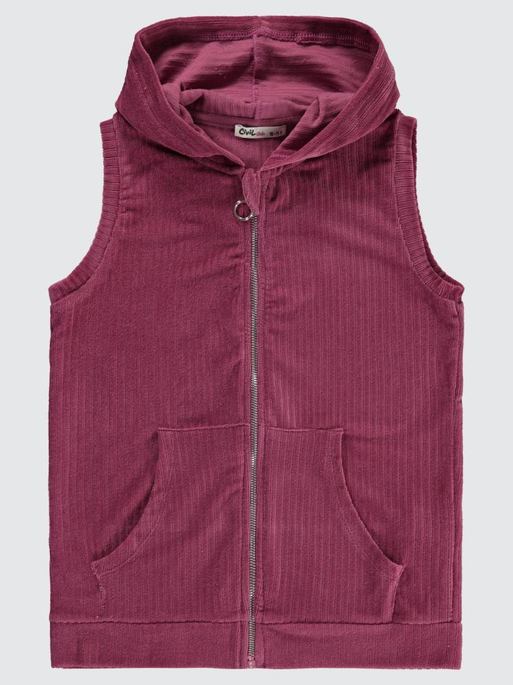 Civil Girls Gipeli Fitilli Kadife 10-13 Yaş Yelek - Lila