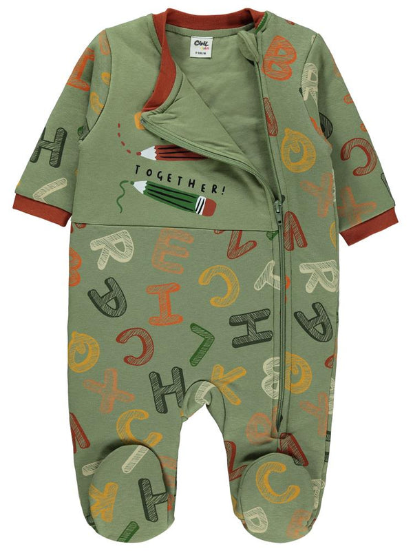 Civil Baby Çizgili Harf Empirme 90 Gr 6-9 AY Uyku Tulumu - Haki