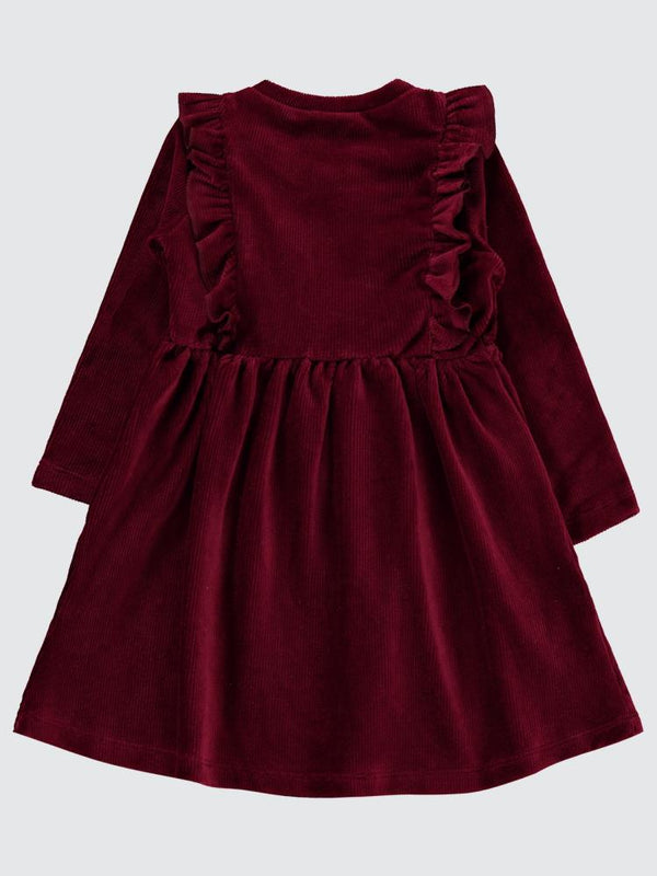 Civil Girls Fitilli Kadife 2-5 Yaş Elbise - Bordo
