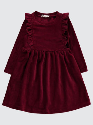 Civil Girls Fitilli Kadife 2-5 Yaş Elbise - Bordo