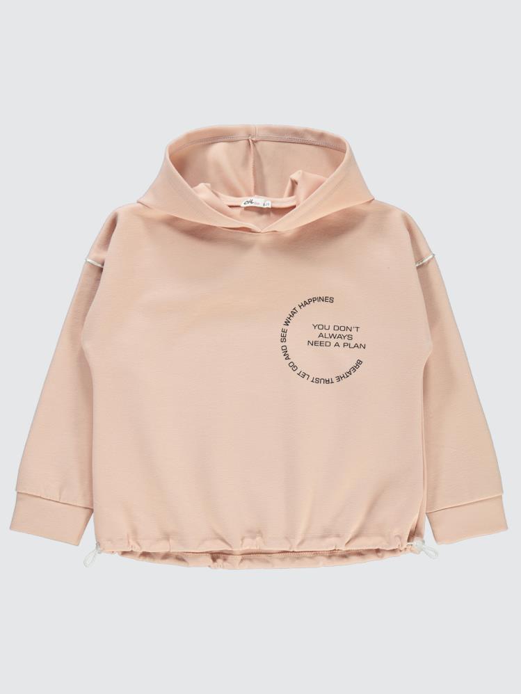 Civil Girls Always Baskılı Active 6-9 Yaş Sweatshirt - Pudra