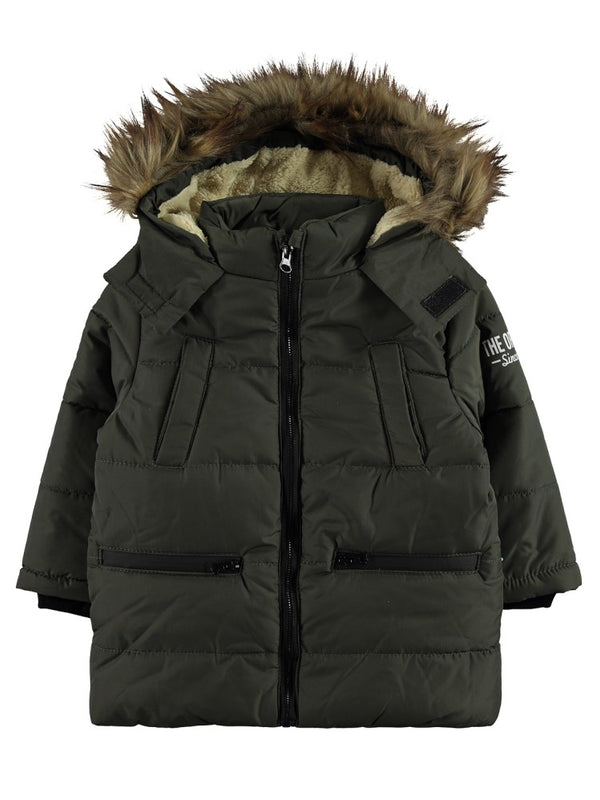 Civil Boys Kürklü Fermuar Cepli 2-5 Yaş Mont - Haki