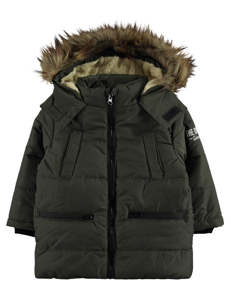 Civil Boys Kürklü Fermuar Cepli 2-5 Yaş Mont - Haki