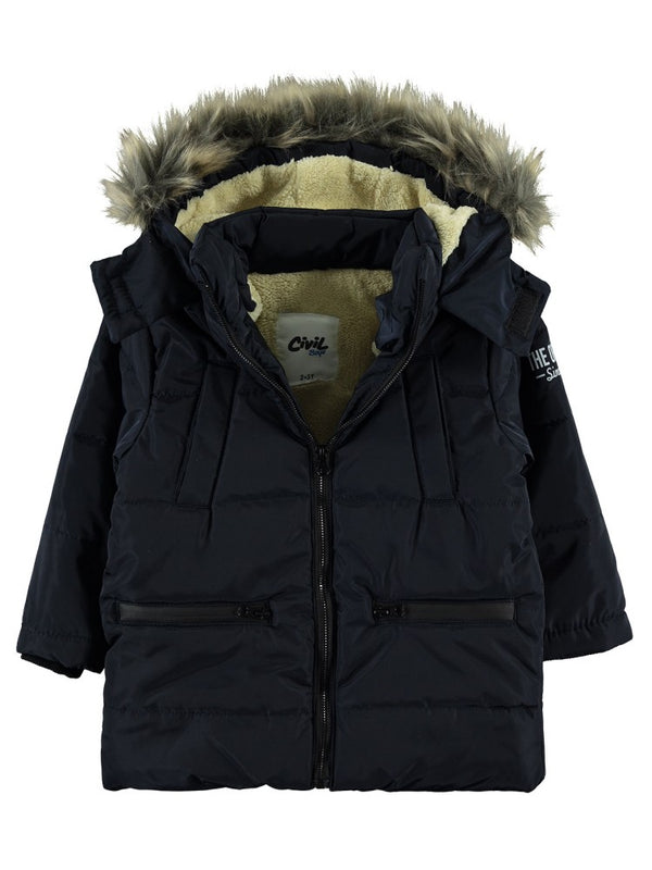 Civil Boys Kürklü Fermuar Cepli 2-5 Yaş Mont - Lacivert