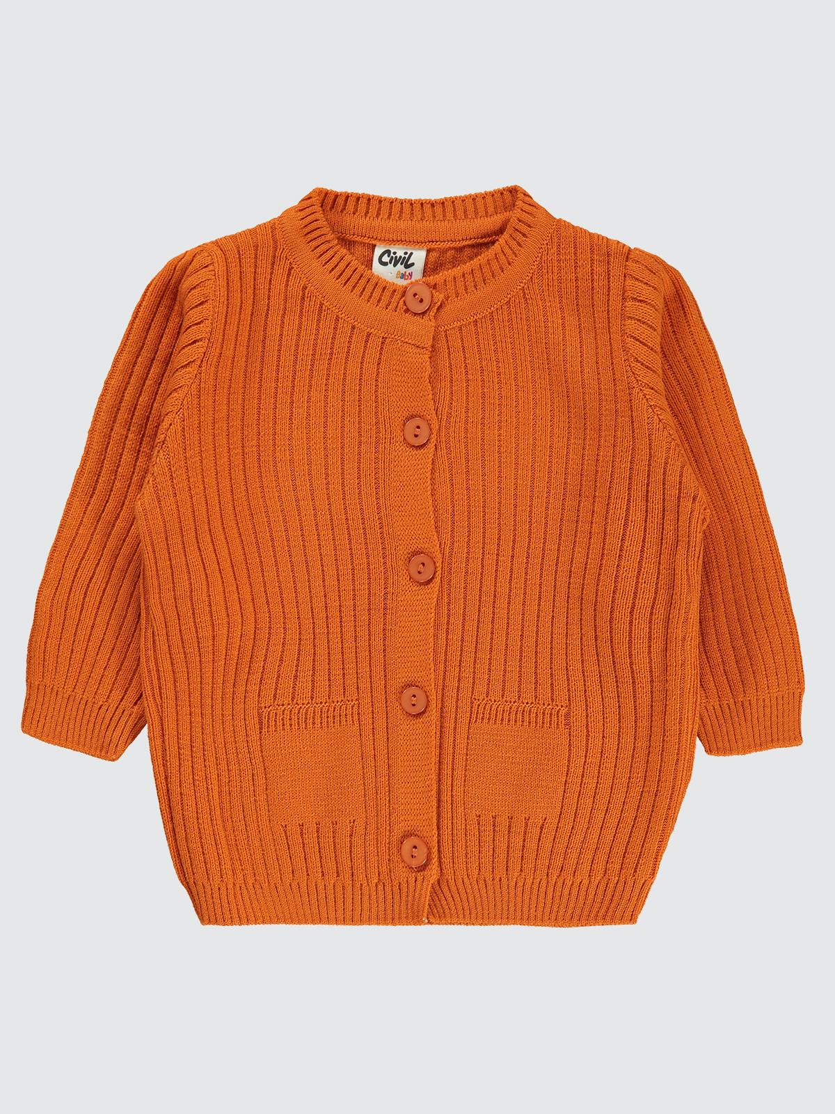 Civil Baby Basic Fitilli 6-18 Ay Hırka - Turuncu