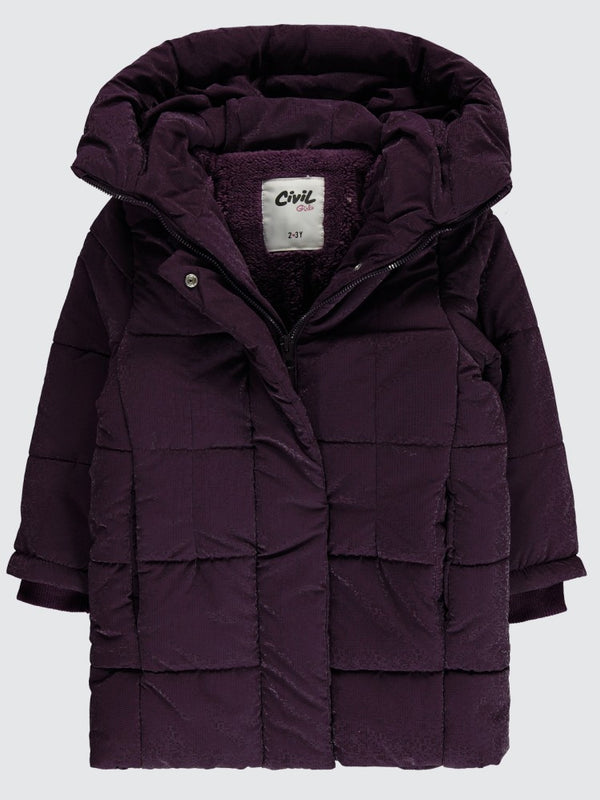 Civil Girls Kare Dikişli 2-5 Yaş Mont - Lila