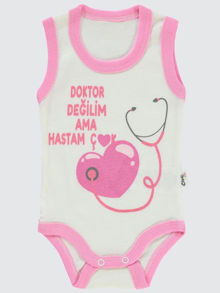 Civil Baby Doktor Baskılı Sfr.Kol 1-36 Ay Çıtçıtlı Badi - Pembe
