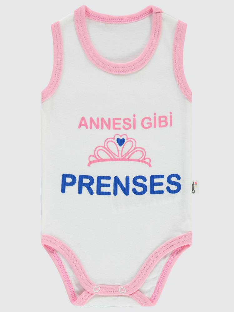 Civil Baby Annesi Gibi Prenses Baskılı Sfr.Kol1-36 Ay Çıtçıtlı Badi - Pembe