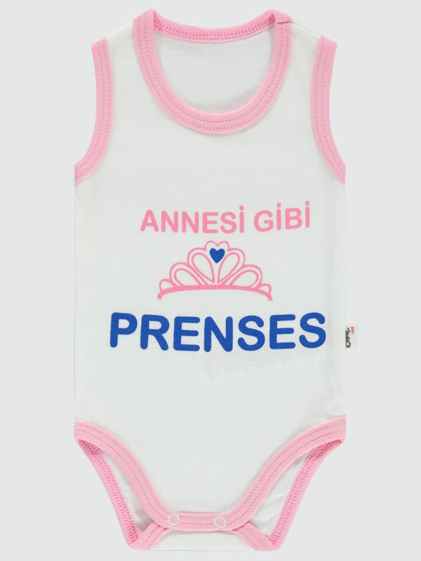 Civil Baby Annesi Gibi Prenses Baskılı Sfr.Kol1-36 Ay Çıtçıtlı Badi - Pembe