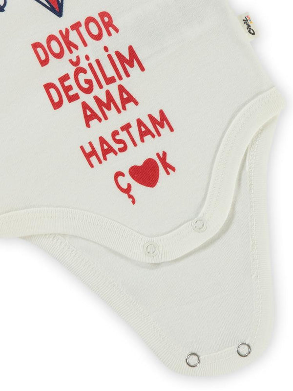 Civil Baby Doktor Baskılı Sfr.Kol1-36 Ay Çıtçıtlı Badi - Ekru