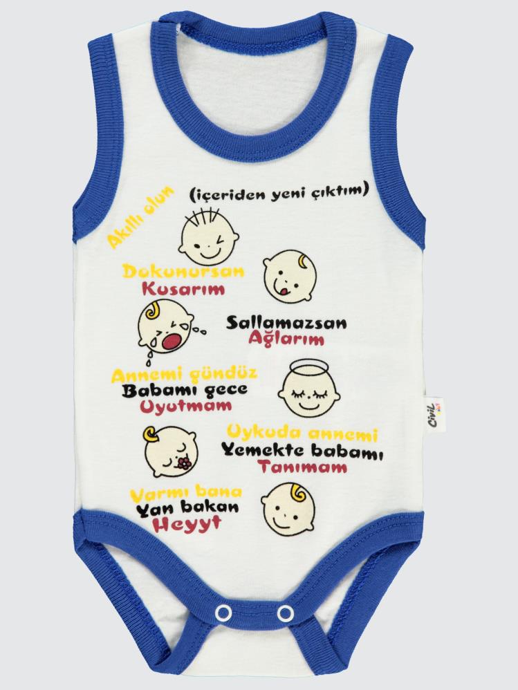Civil Baby Akıllı Olun Baskılı Sfr.Kol1-36 Ay Çıtçıtlı Badi - Lacivert