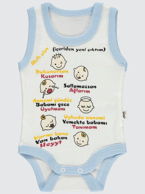 Civil Baby Akıllı Olun Baskılı Sfr.Kol1-36 Ay Çıtçıtlı Badi - Mavi