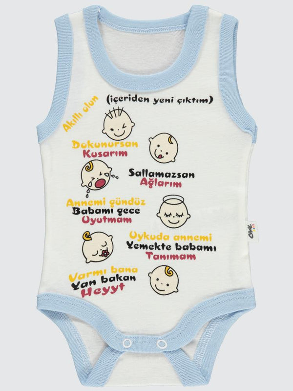 Civil Baby Akıllı Olun Baskılı Sfr.Kol1-36 Ay Çıtçıtlı Badi - Mavi