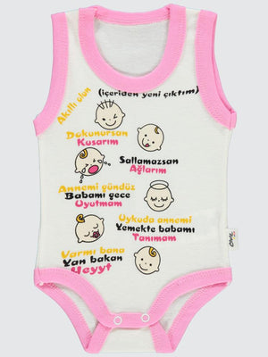 Civil Baby Akıllı Olun Baskılı Sfr.Kol1-36 Ay Çıtçıtlı Badi - Pembe