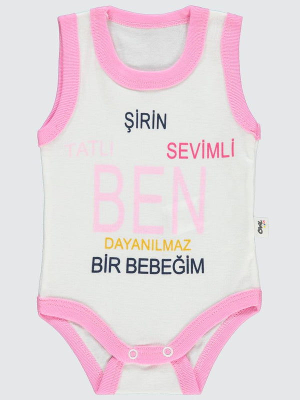 Civil Baby BEN Baskılı Sfr.Kol1-36 Ay Çıtçıtlı Badi - Pembe