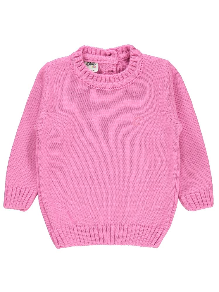 Civil Baby C Nakışlı Düz 6-18 Ay Kazak - Pembe